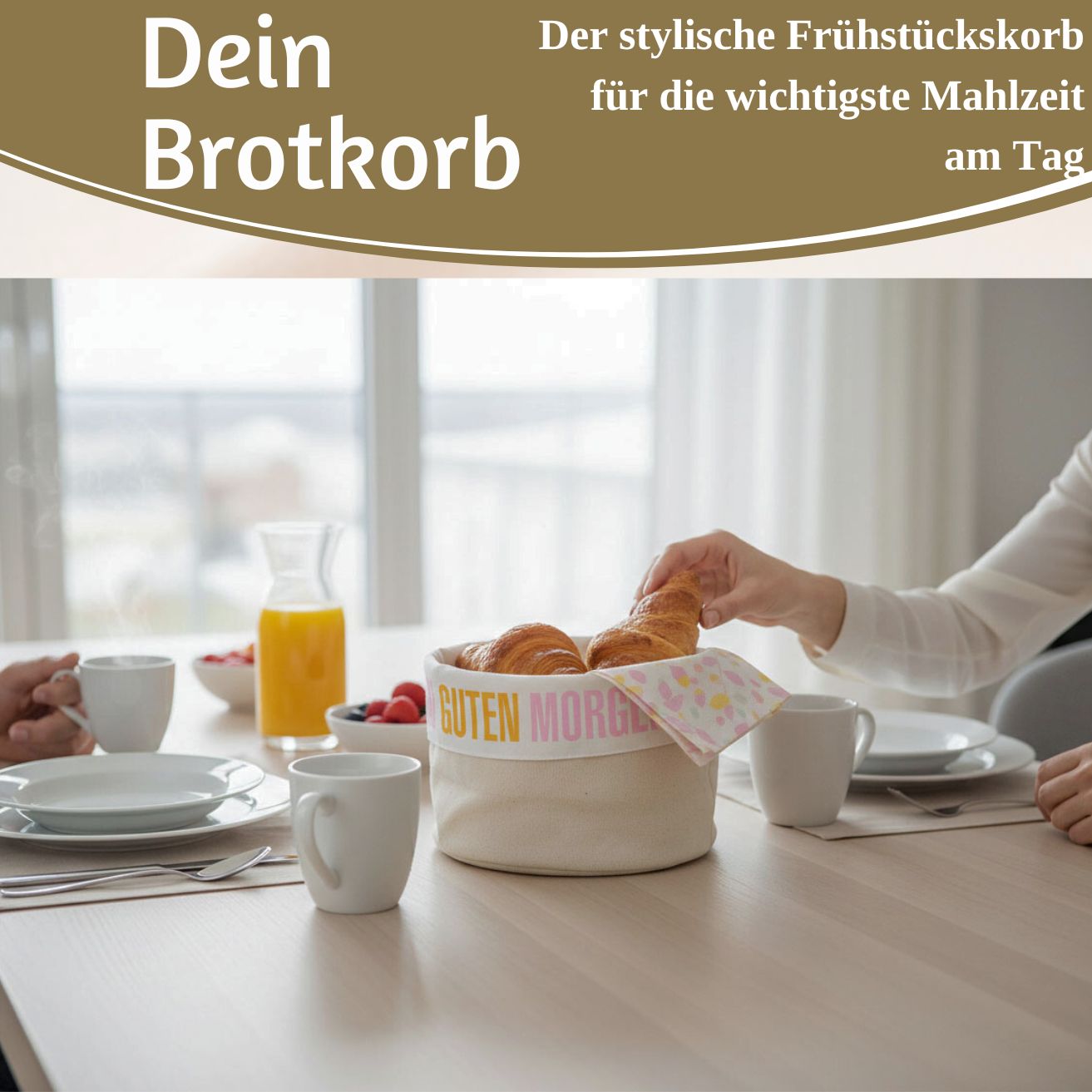 LS-LebenStil Küche & Haushalt Brotkorb Guten Morgen Baumwolle rund