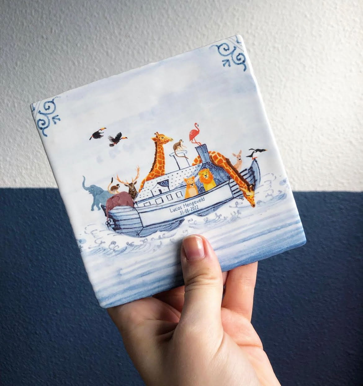 Storytiles Delft blue De ark van t leven Wandfliese S 10x10 cm Arche