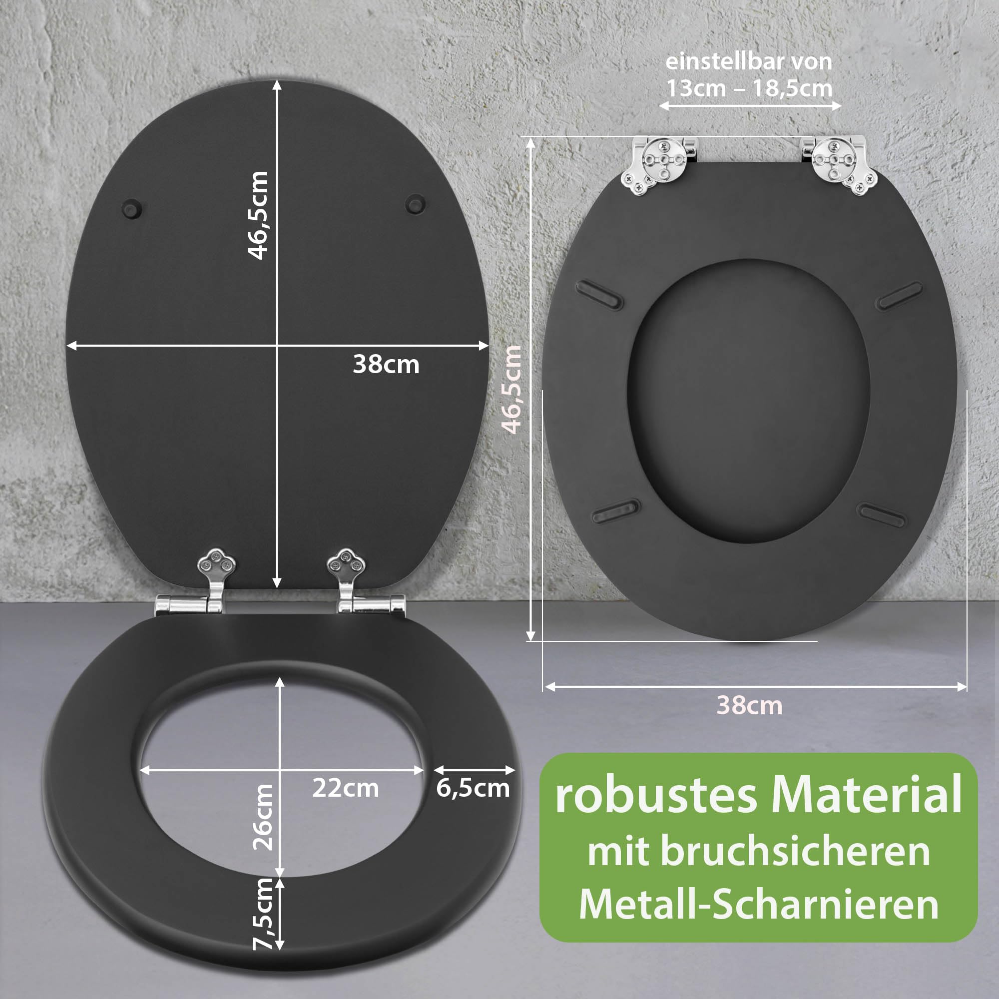 Banjado WC Sitz Ella Klodeckel 38x46,5cm anthrazit MDF