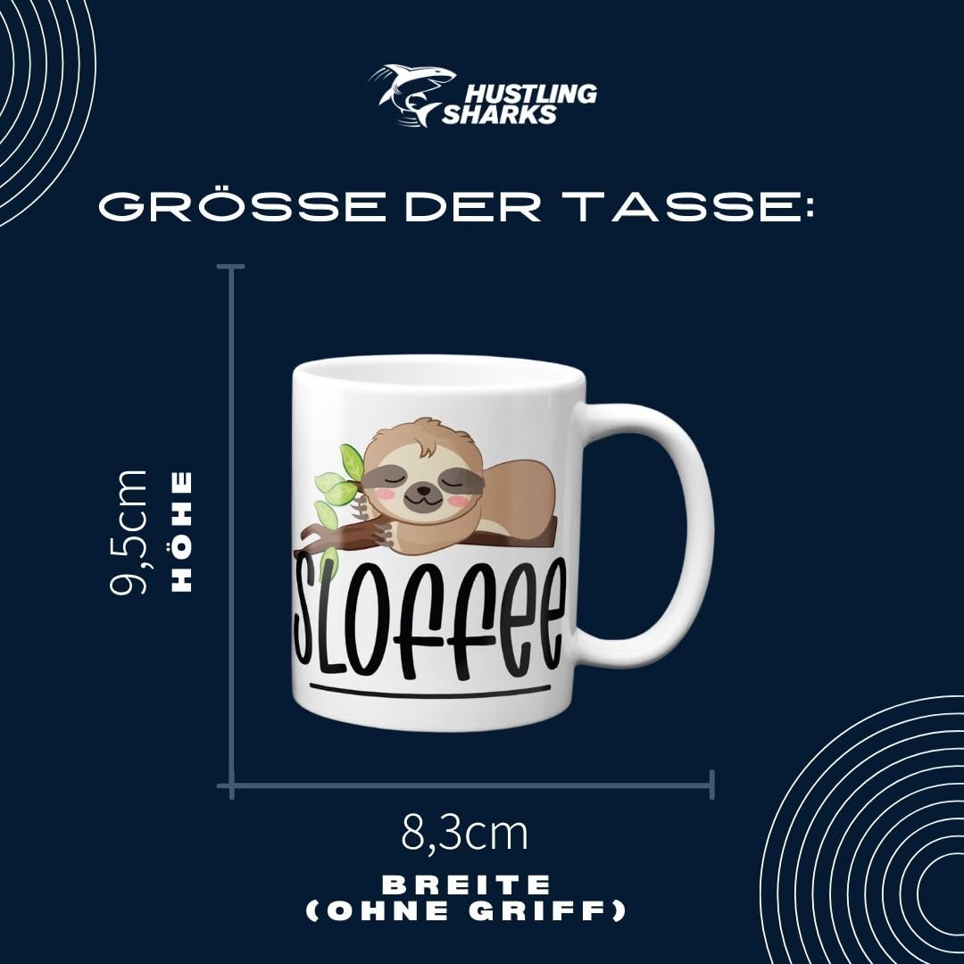 Hustling Sharks Wandbilder Sloffee Tasse 330ml weiß Faultier