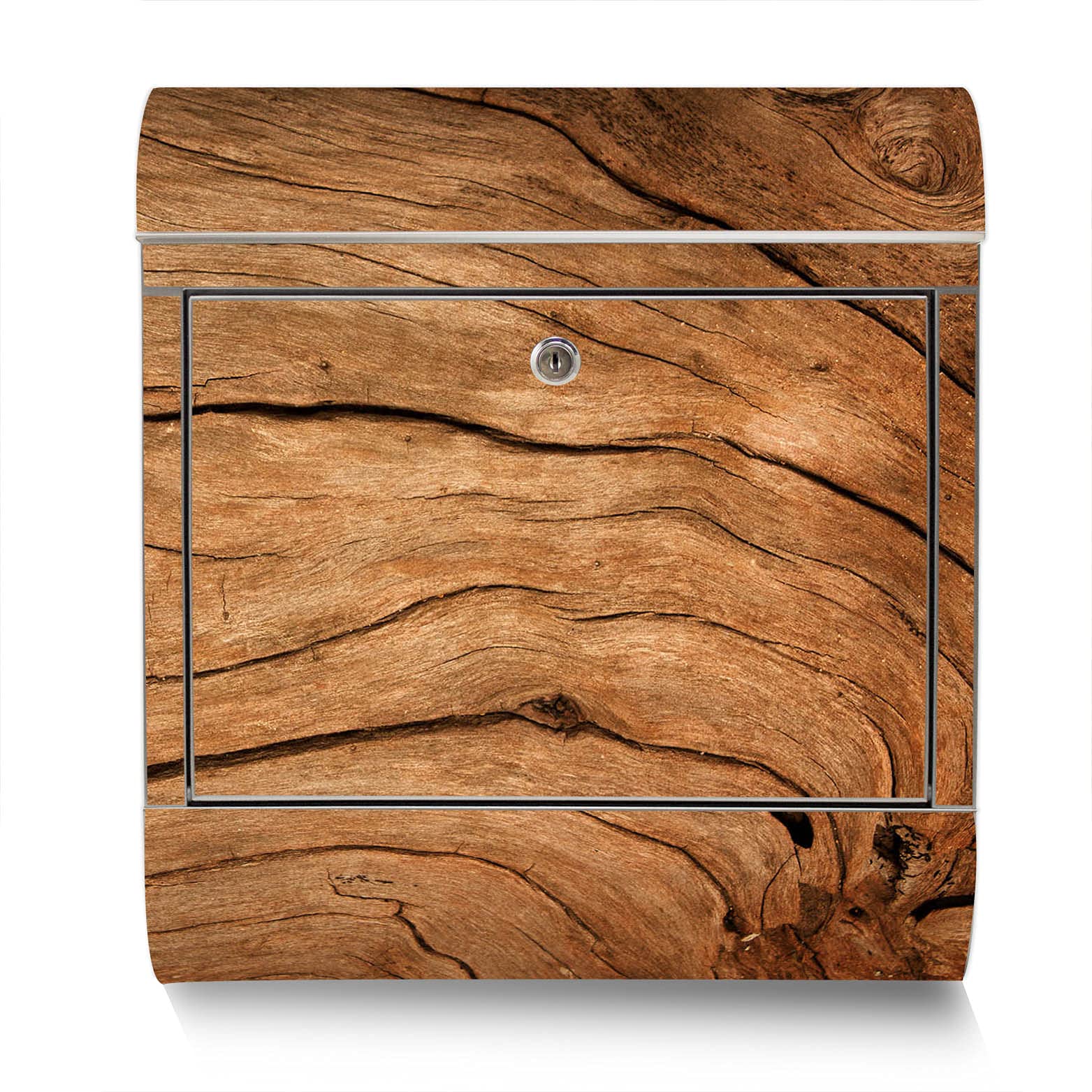 Banjado Briefkasten Standbriefkasten Edelstahl Trockenes Holz mit Zeitungsfach