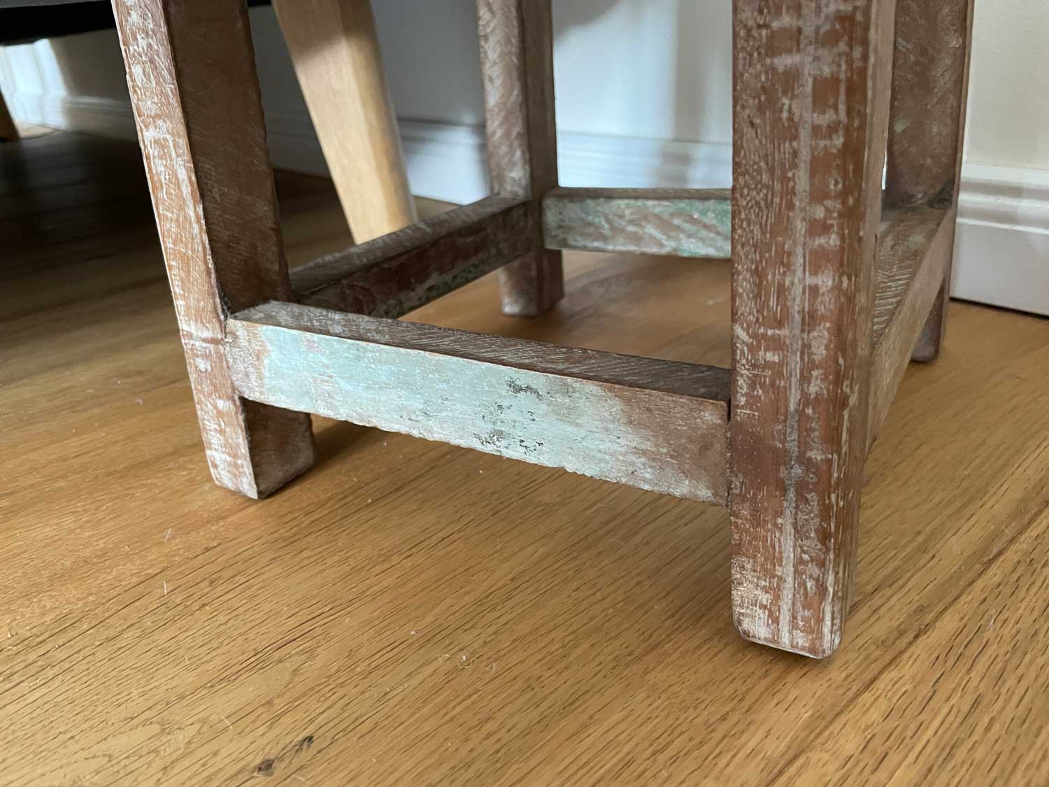 LS-LebenStil Vintage Nachttisch Holzhocker Schublade 30cm Braun