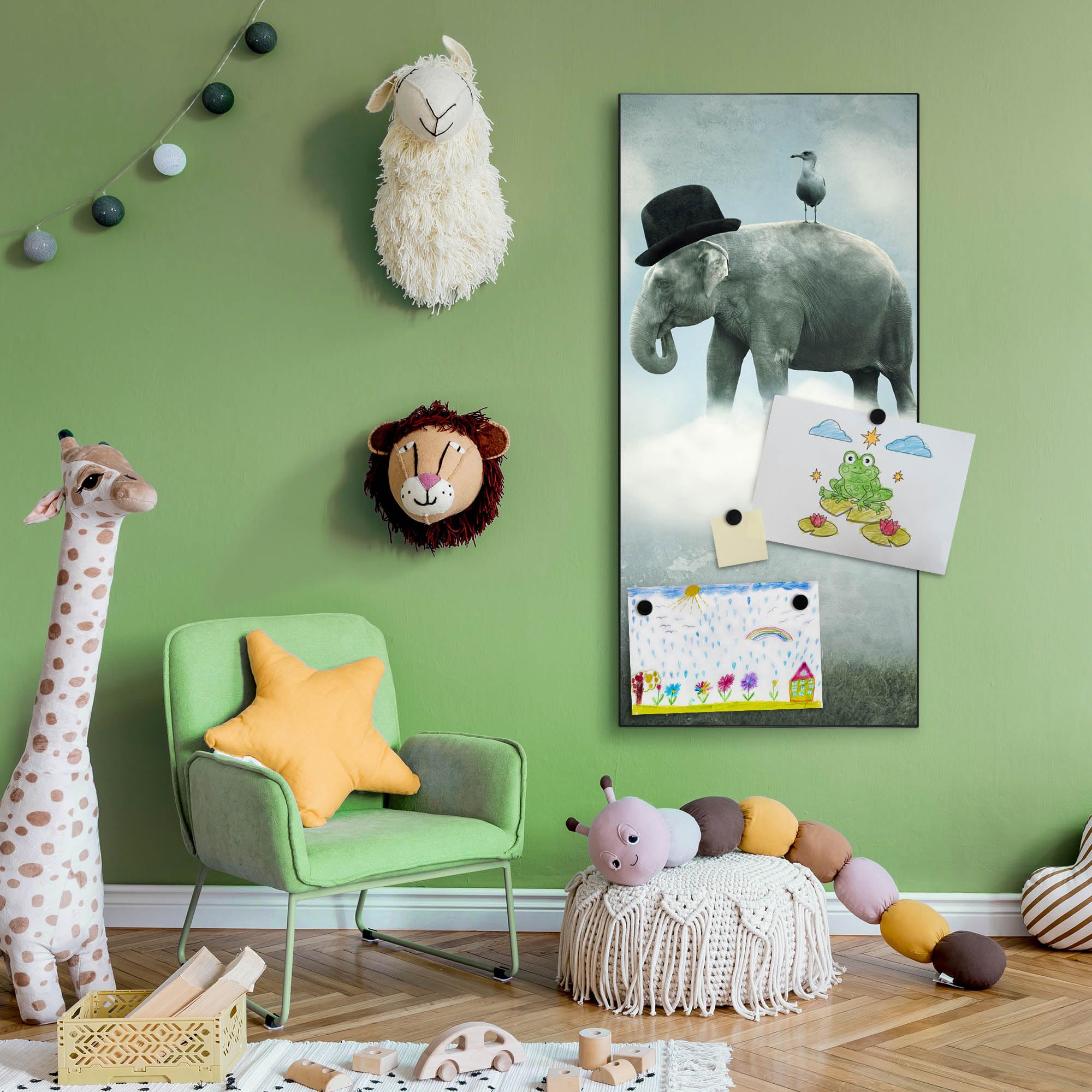 Banjado Magnettafel 37x78cm Magnetpinnwand Elefant und Möwe