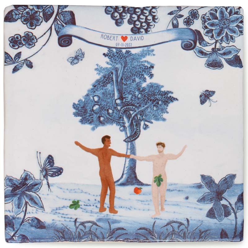 Storytiles Delft Blue Adam & Adam Wandfliese 10x10 cm Liebe