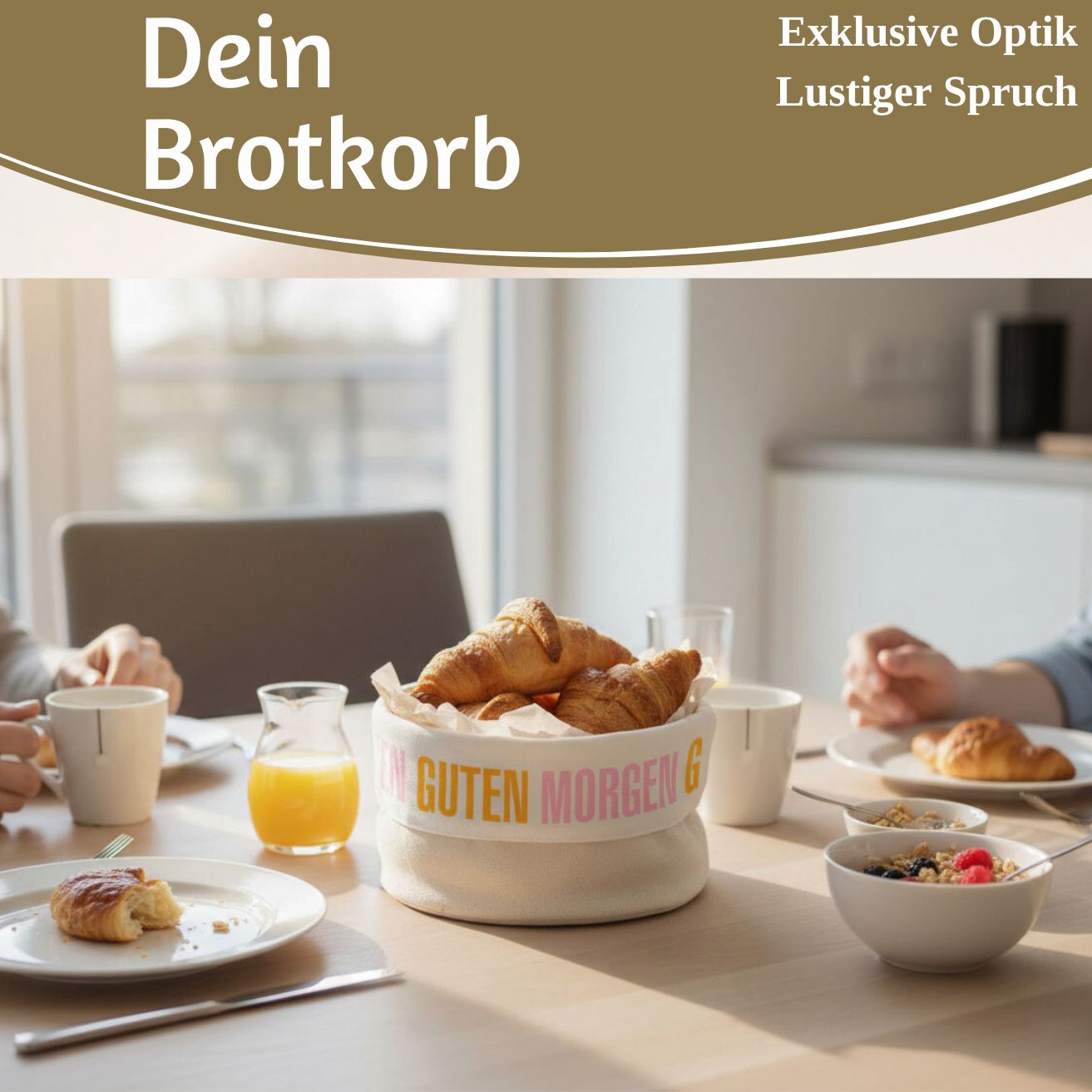 LS-LebenStil Küche & Haushalt Brotkorb Guten Morgen Baumwolle rund