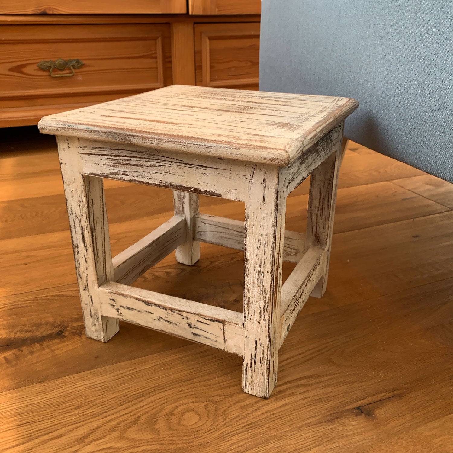 LS-LebenStil Fußhocker Holz Weiß 26cm Tritthocker Schemel