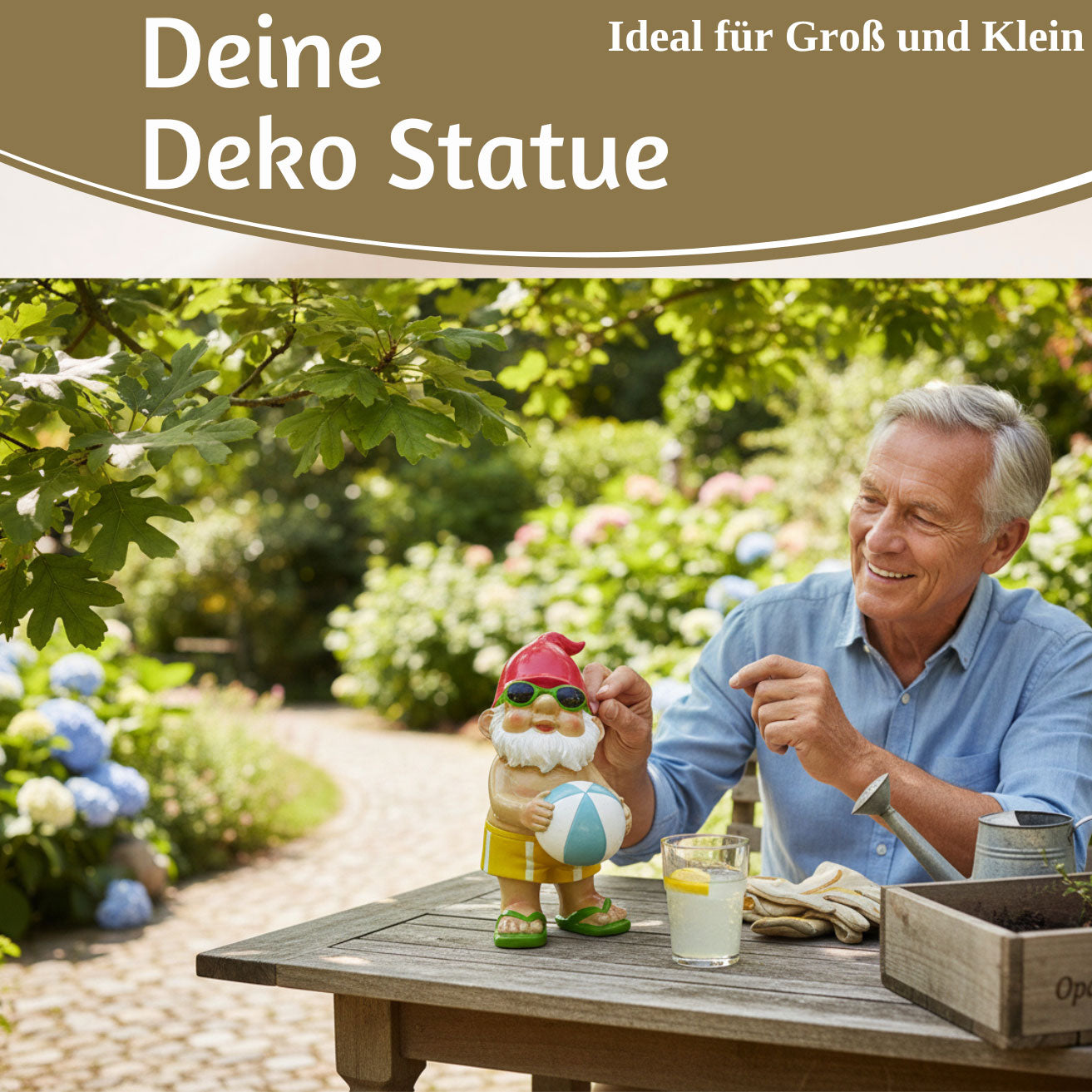 LS-LebenStil Zwerg Bruno Beachball Figur 20cm Polyresin