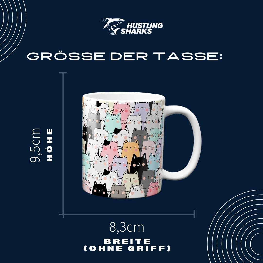 Hustling Sharks Wandbilder Katzen Tasse 330ml bunt Keramik
