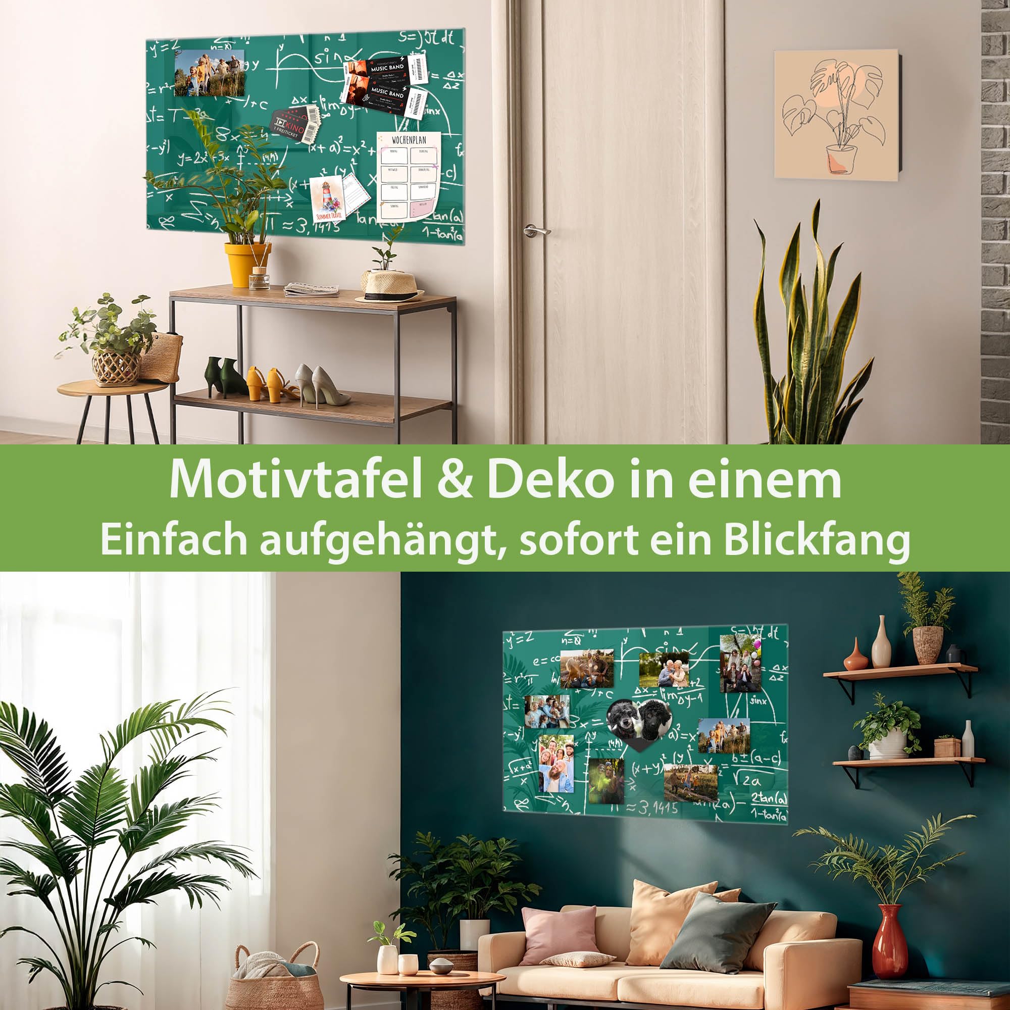Banjado Magnettafel Kreidetafel Glas-Magnetboard 120x80 cm Muster