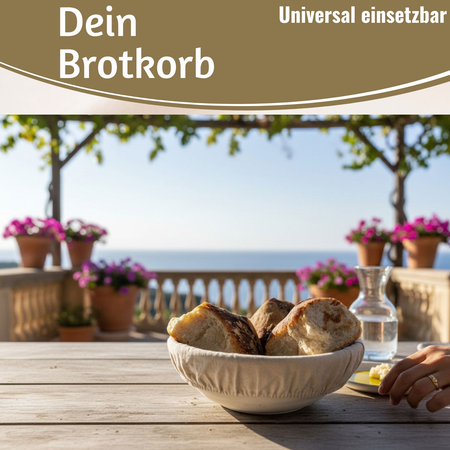 LS-LebenStil Gärkörbchen Rund 22x8cm Peddigrohr mit Leinen