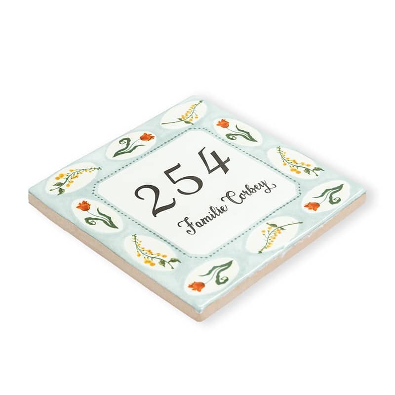 Storytiles Delft Blue Garden Flowers Hausnummer 10x10 cm Blumen