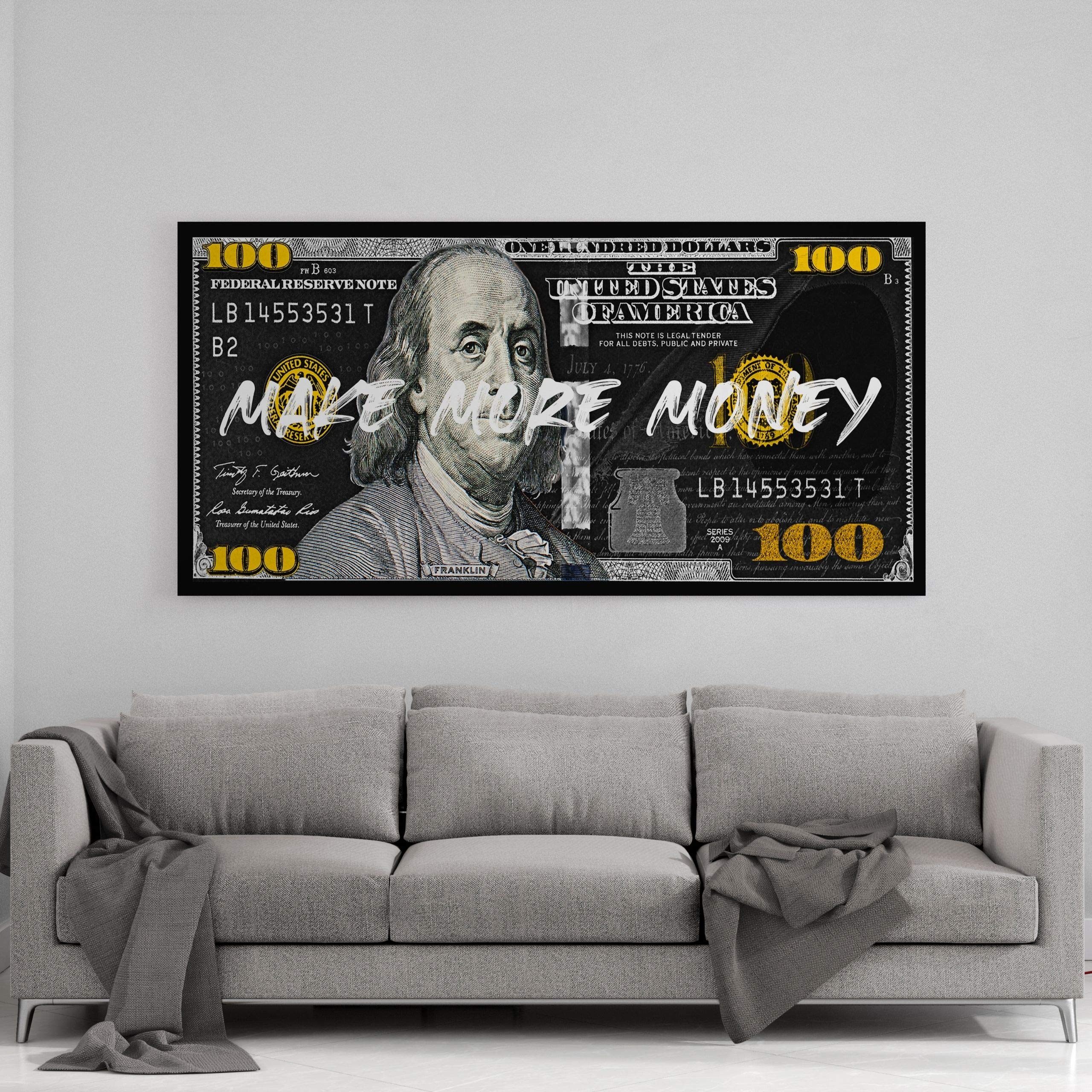 Hustling Sharks Make More Money Leinwandbild 60x30cm Büro