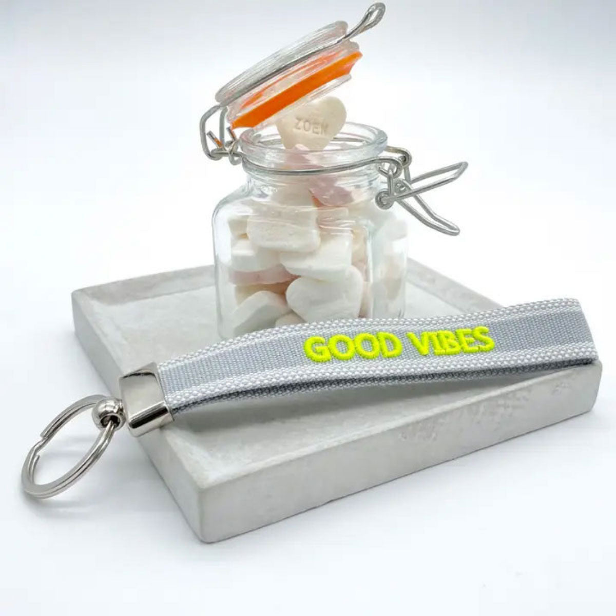 LS-LebenStil Uhren & Schmuck Schlüsselanhänger Good Vibes Stoffband