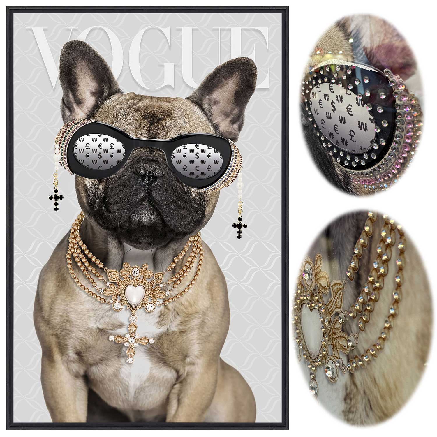 LS-LebenStil Doggy Wandbild Bulldogge 40x60cm Vogue Natur