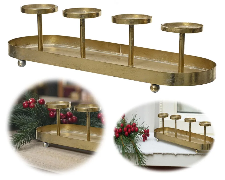 LS-LebenStil Kerzenschale Eisen 48cm gold antik