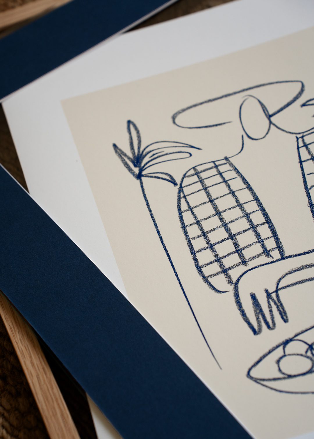 The Poster Club Dimanche Kunstdruck A4 beige blau abstrakt