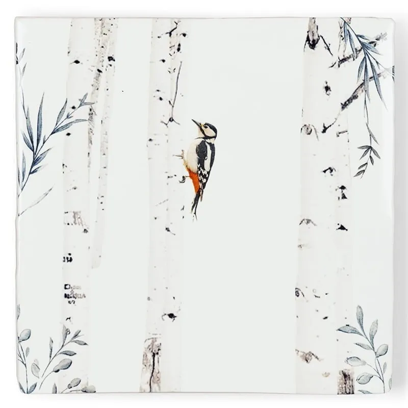 Storytiles Delft blue Hoog in de bomen Fliese S 10x10 cm Specht