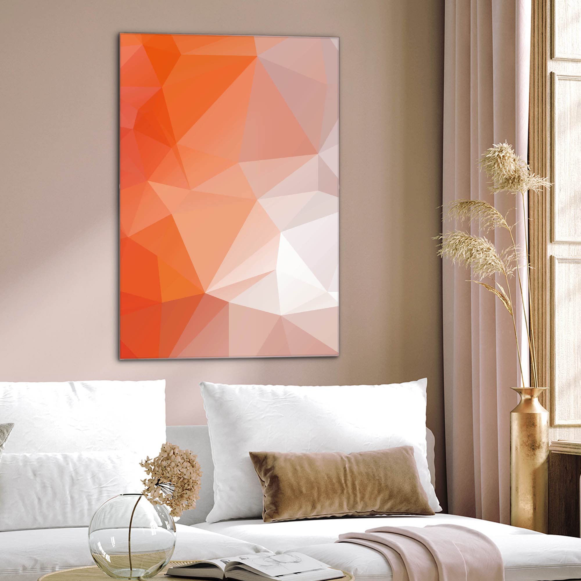 Banjado Magnettafel Orange Polygon Magnetboard 40x60 abstrakt