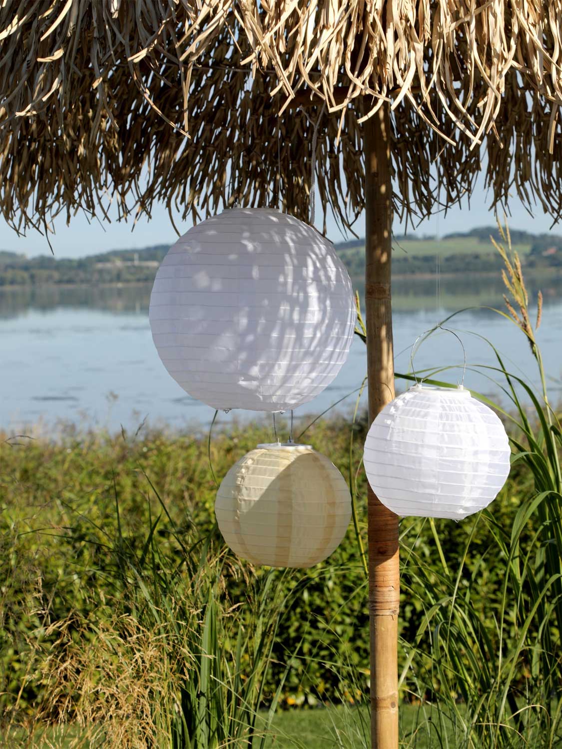 LS-LebenStil Garten Solar Lampion Weiß 30 cm Nylon