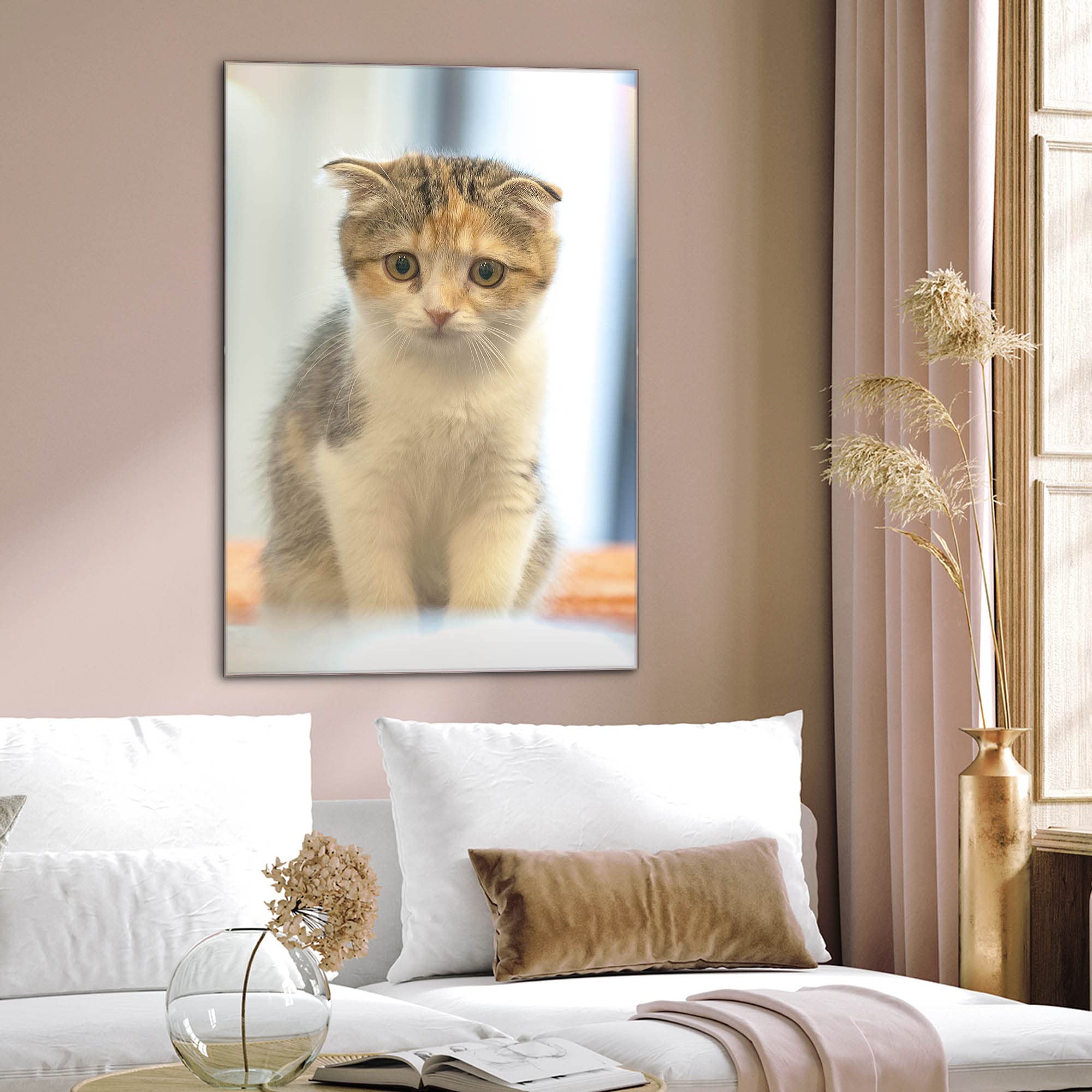 Banjado Magnettafel Kleine Katze Magnettafel 60x40 cm Glas