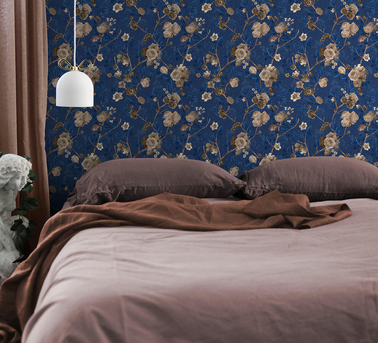 Mineheart Floral Spring Tapete Sepia Navy A3 Muster