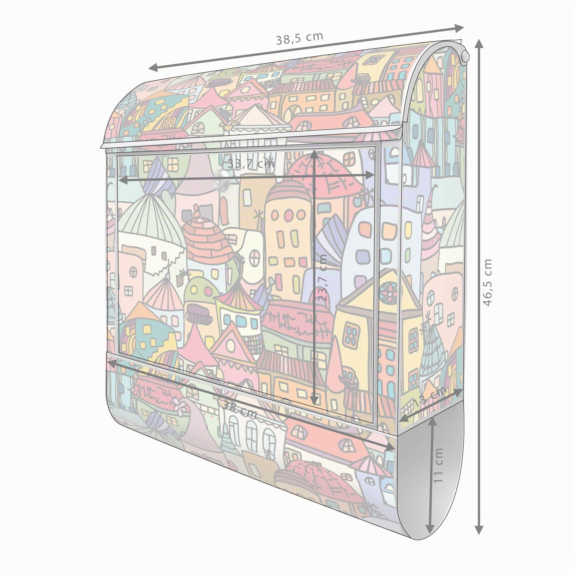 Banjado Briefkasten Funky Town Silber mit Zeitungsfach