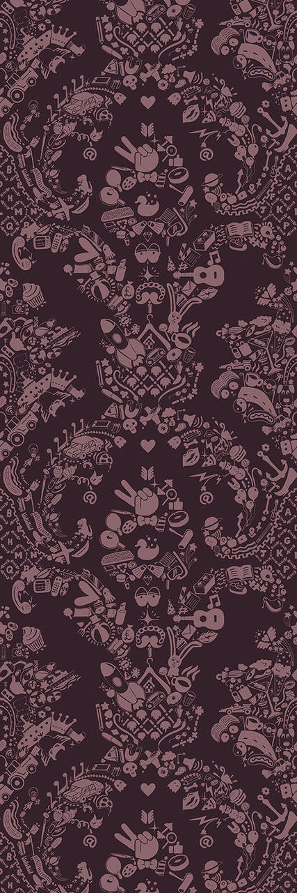 Mineheart New World Damask Tapete Rolle rosa Ornament