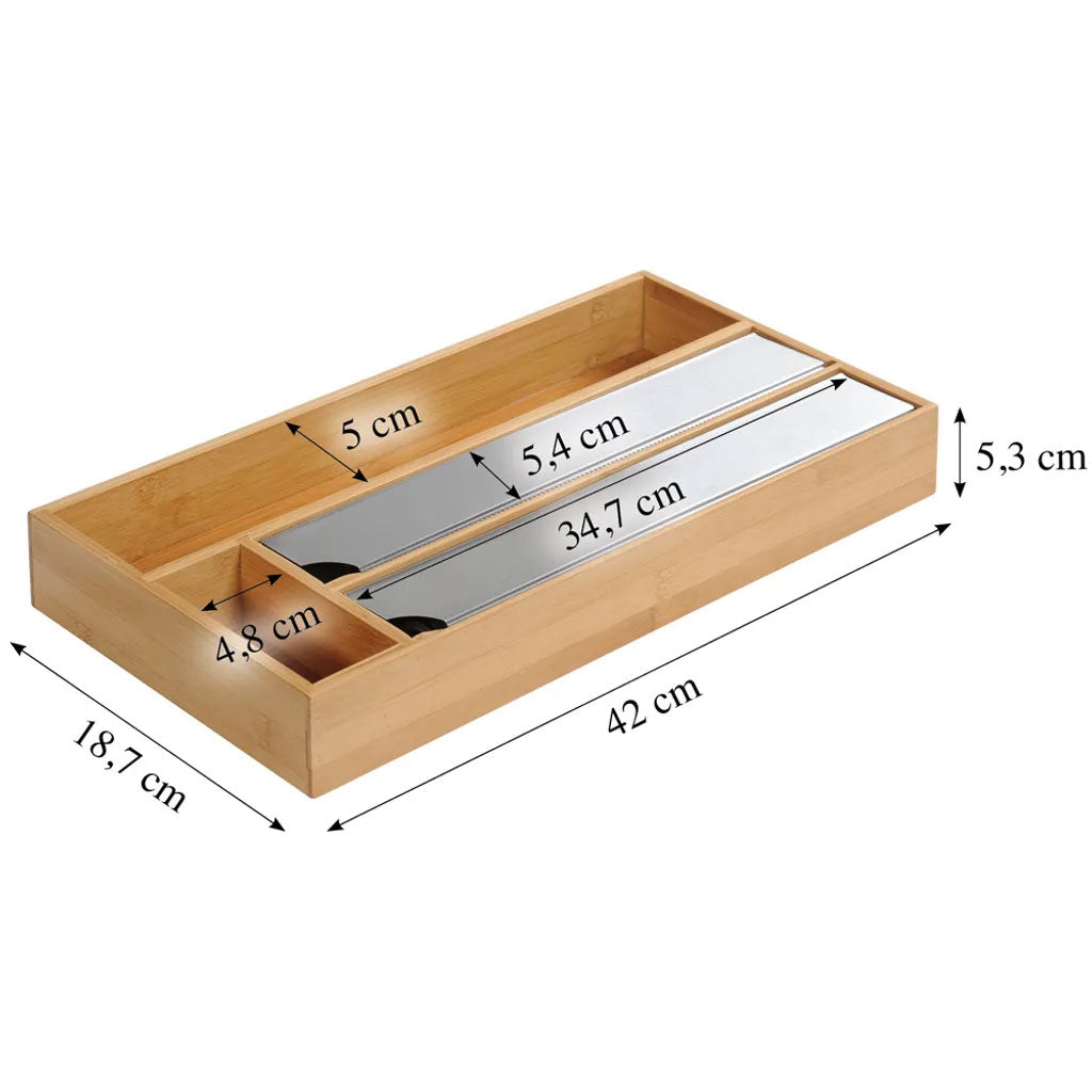 LS-LebenStil Folienspender Bambus 4-fach 42cm Schublade