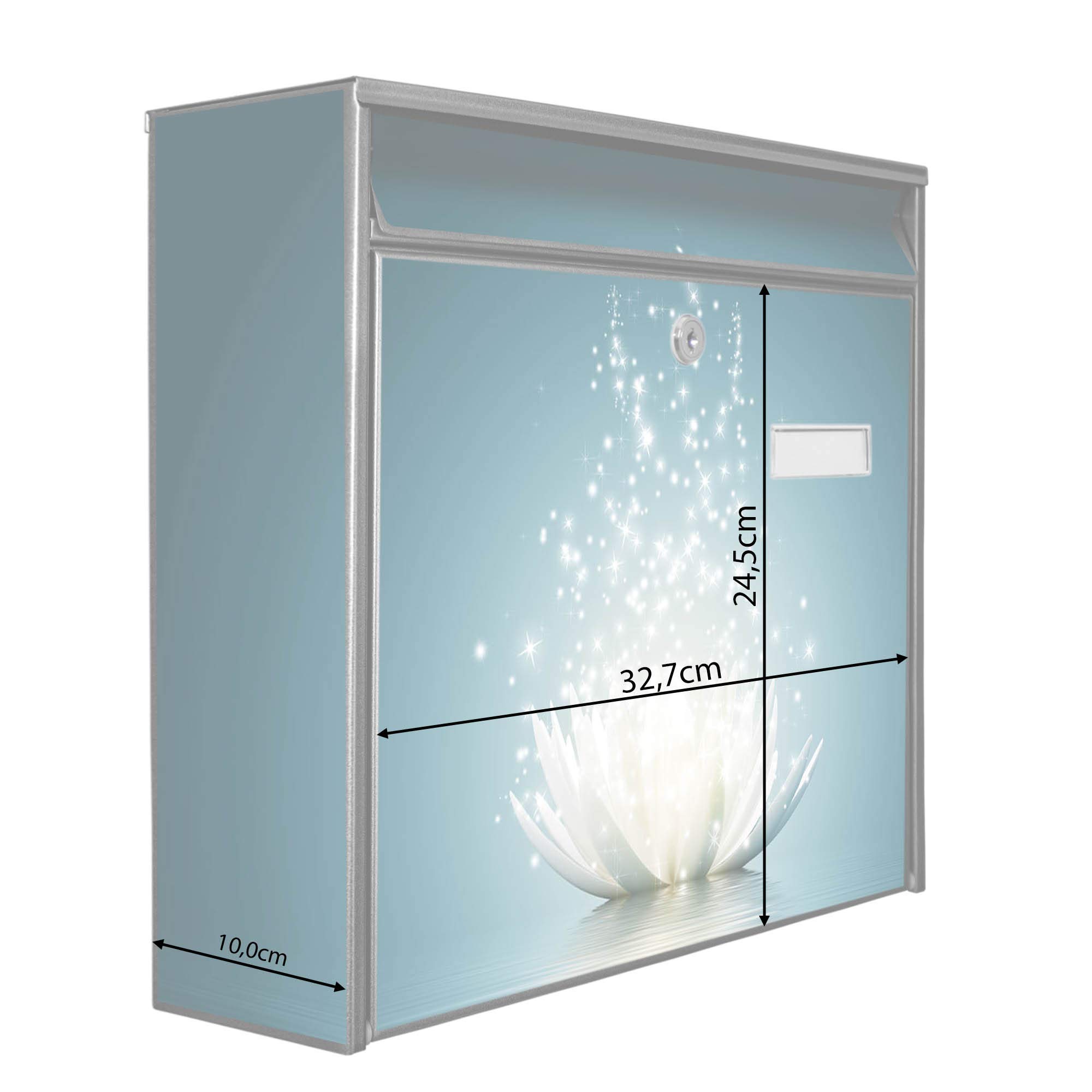 Banjado Briefkasten Magische Lotusblüte Schwarz A4 ohne Zeitungsfach