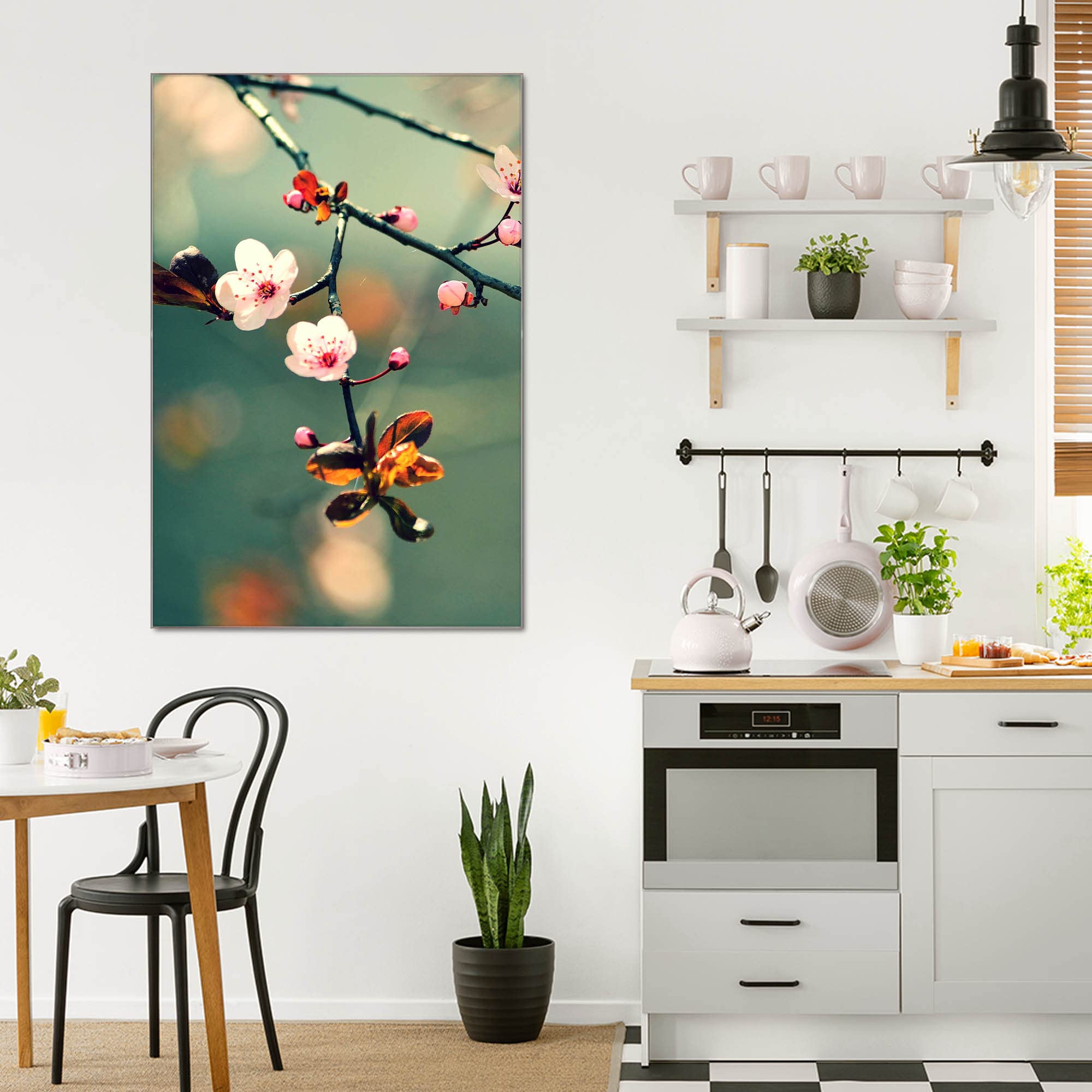 Banjado Magnettafel Japankirsche Glasboard 40x60 cm Blumenmotiv