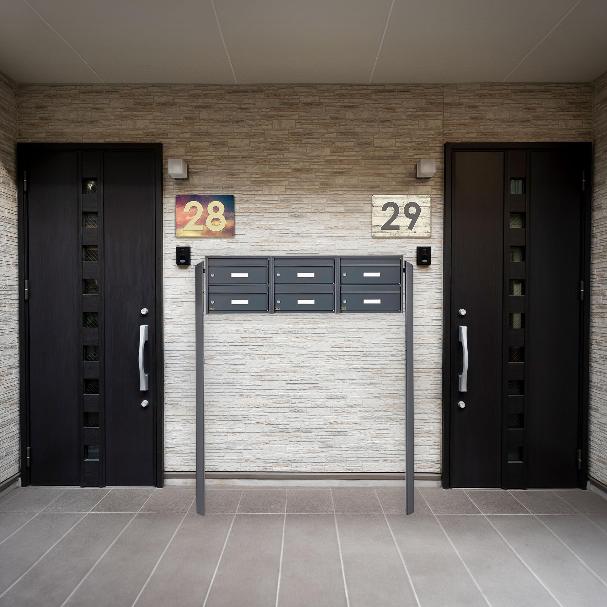 Banjado Briefkasten 6 Parteien Standbriefkasten Anthrazit Namensschild