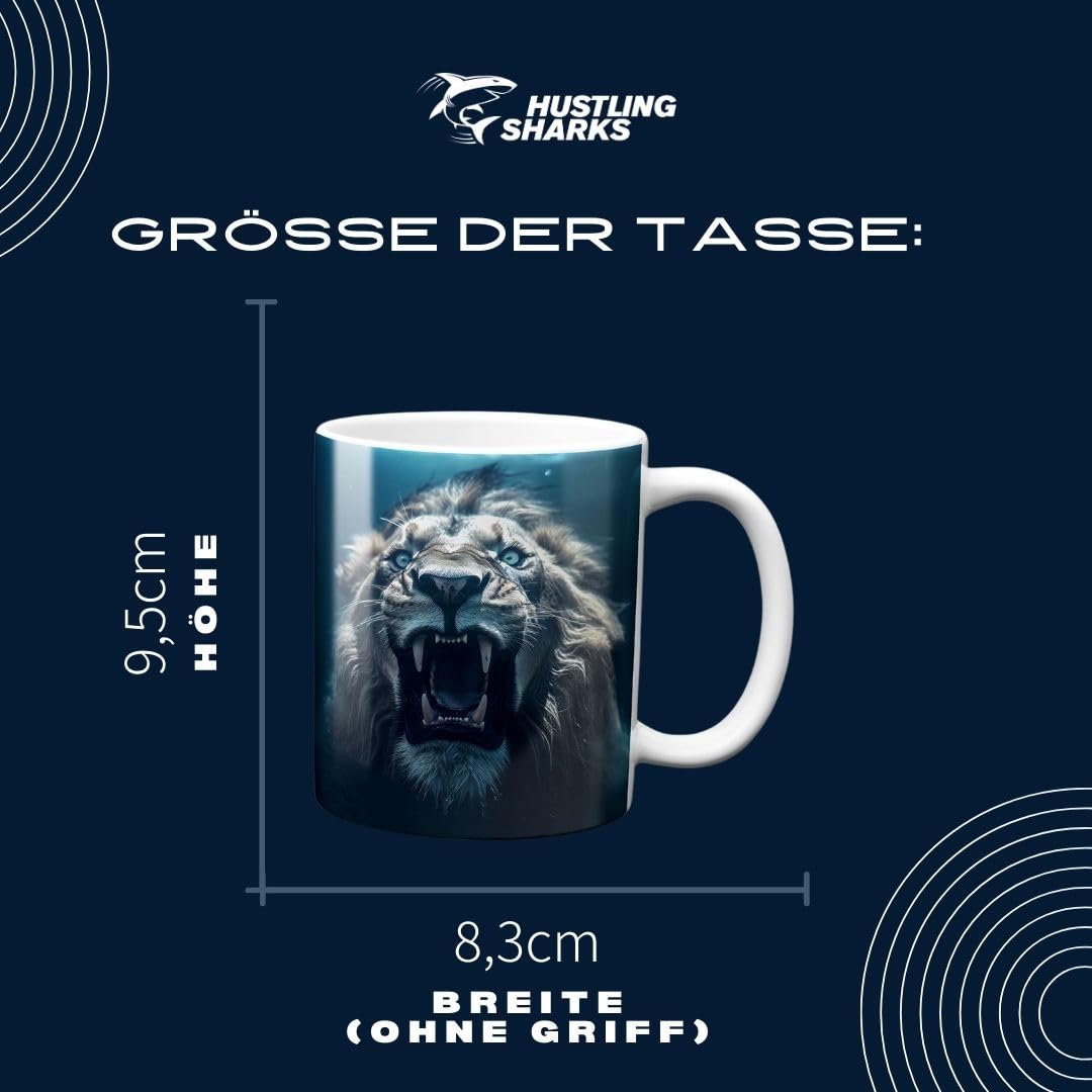 Hustling Sharks Wandbilder Löwe brüllt Tasse 330 ml Keramik Weiß