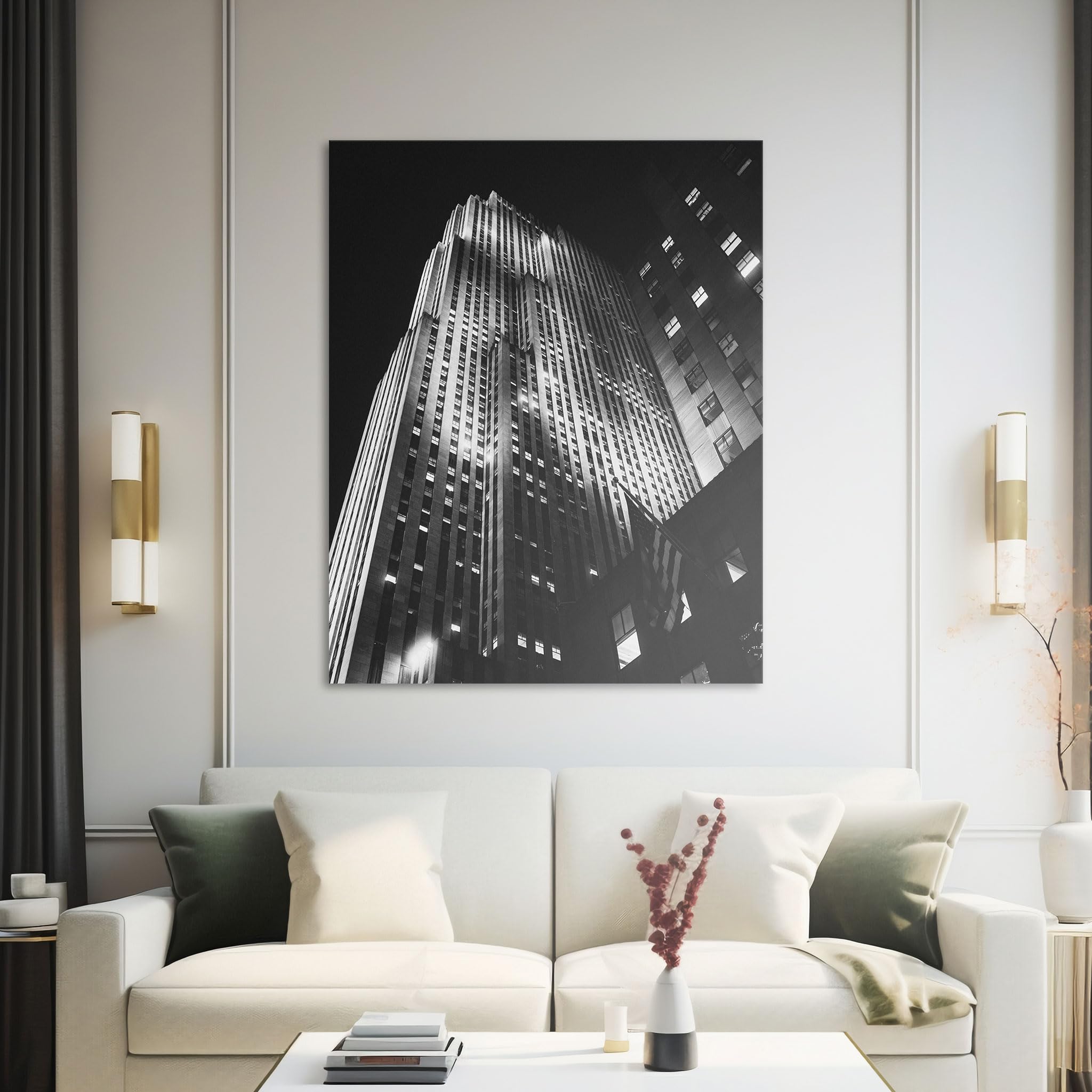 Hustling Sharks Wandbilder Nächtliche Fassade Leinwand 30x40 cm Stahl