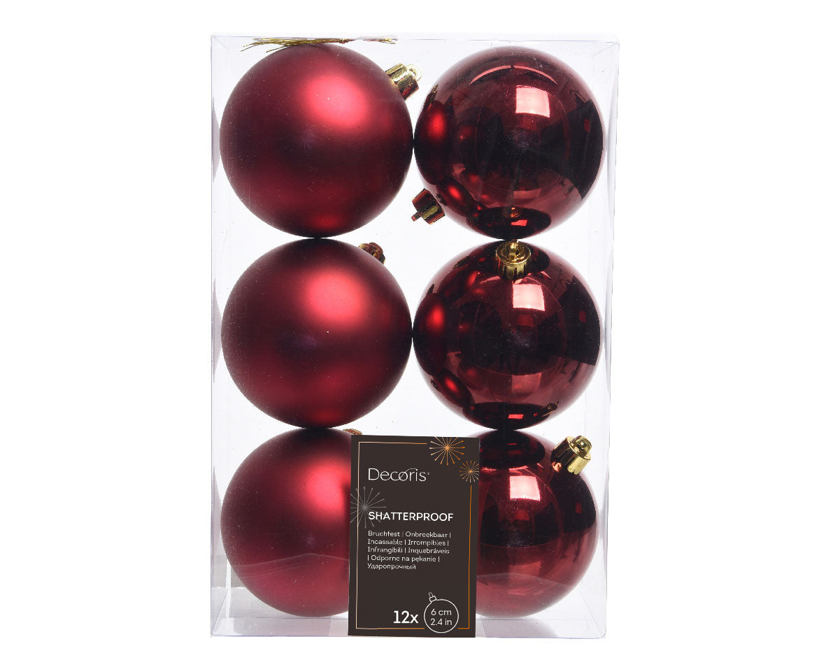 LS-LebenStil Möbel & Wohnen Weihnachtskugeln 6cm Rot 12er Set
