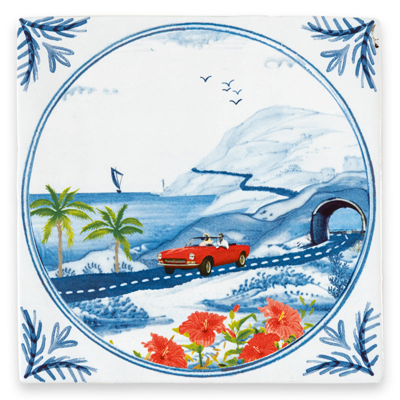 StoryTiles Delft Blue Sunny road trip Fliese 10x10 cm Auto