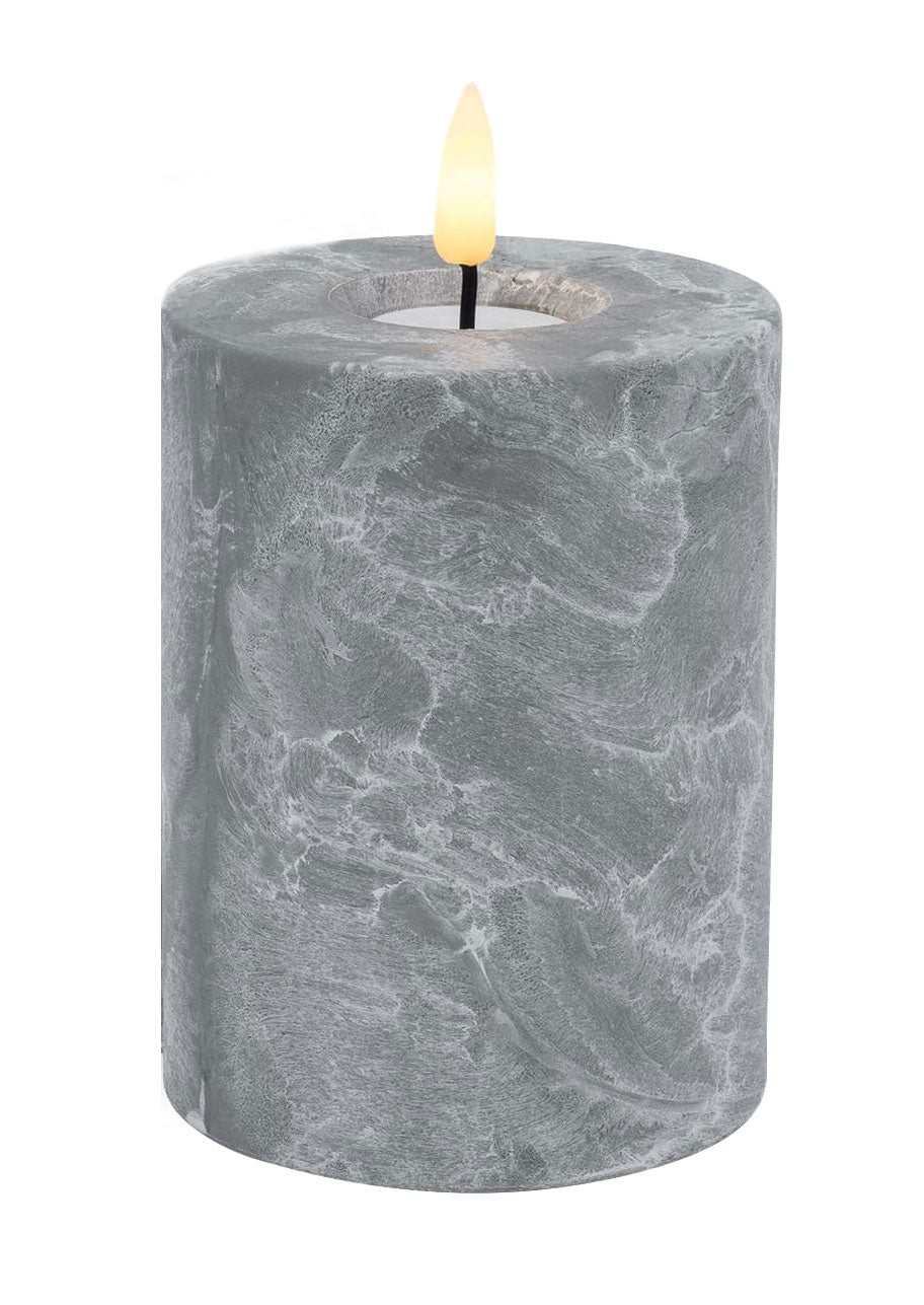 LS-LebenStil Möbel & Wohnen LED-Kerze 10x8 cm Grau Beton