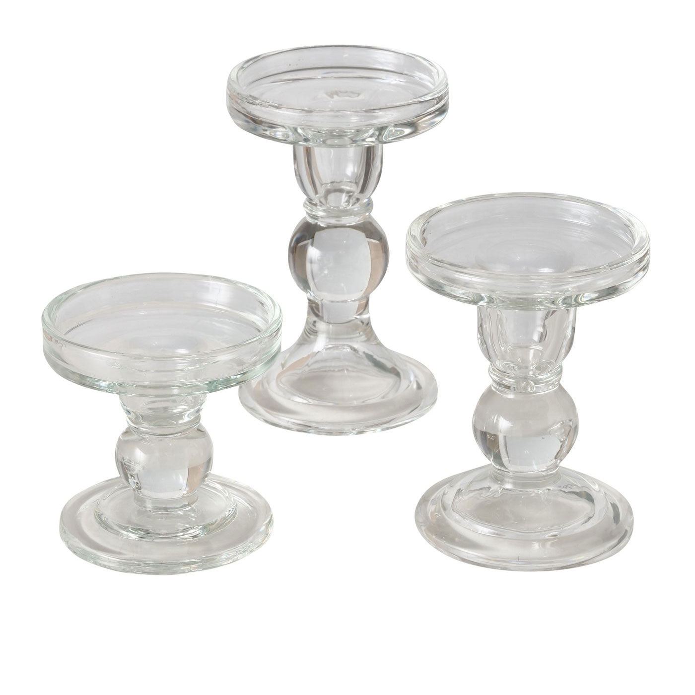 LS-LebenStil Glas Kerzenständer Klar 3er Set 28cm