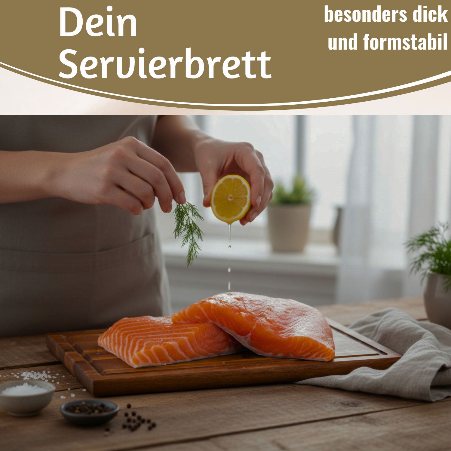 LS-LebenStil Profi Holz Schneidebrett Akazie 32x21cm Saftrille