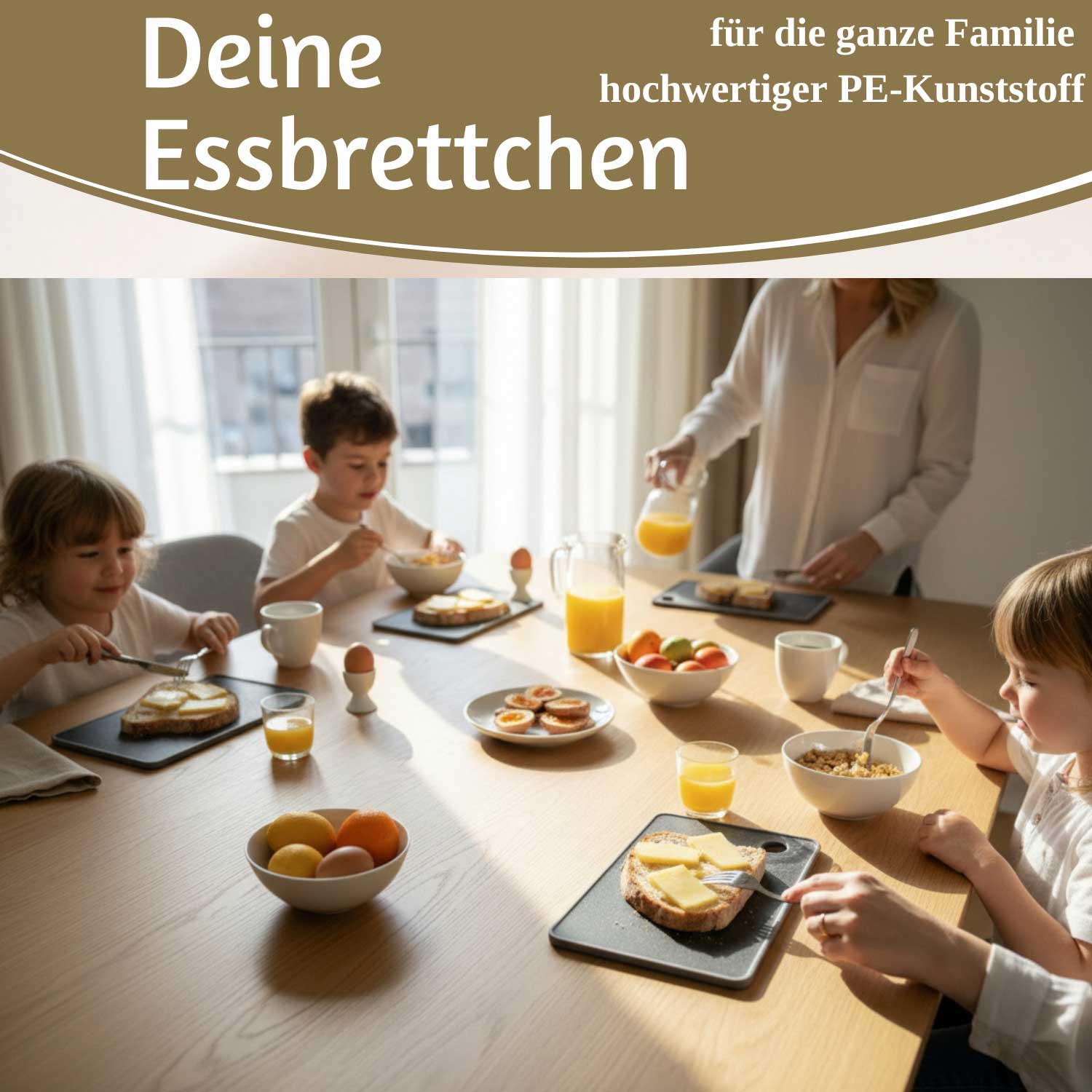 LS-LebenStil Essbrettchen Kunststoff 23x16cm 6er Set Granit