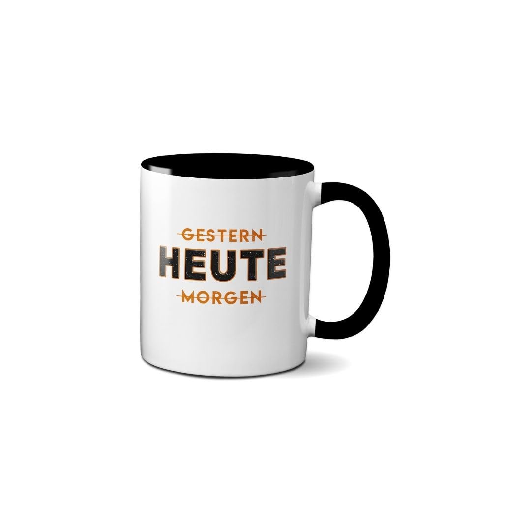 Hustling Sharks Heute Tasse 330ml schwarz Motivation Spruch