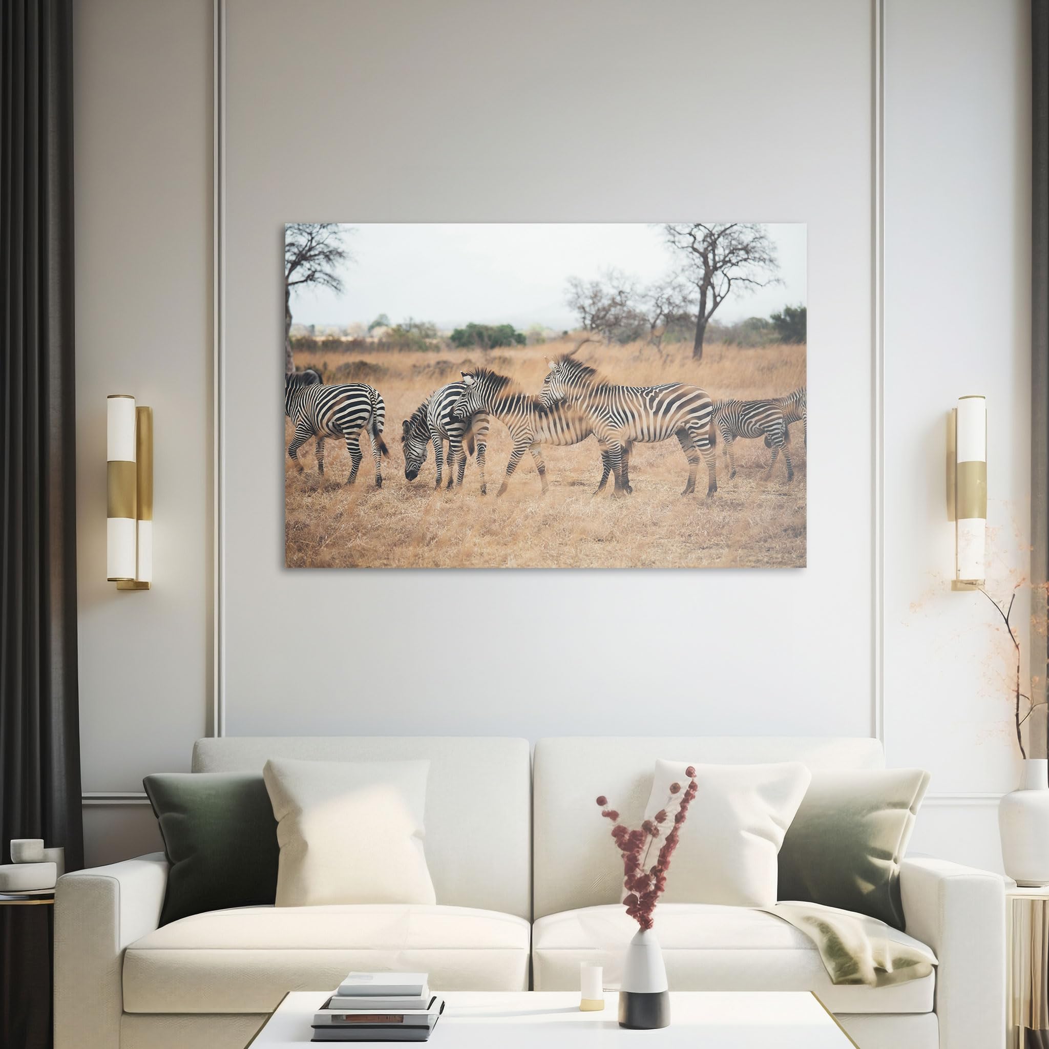 Hustling Sharks Wandbilder Zebragruppe Leinwandbild 30x40 cm Gras