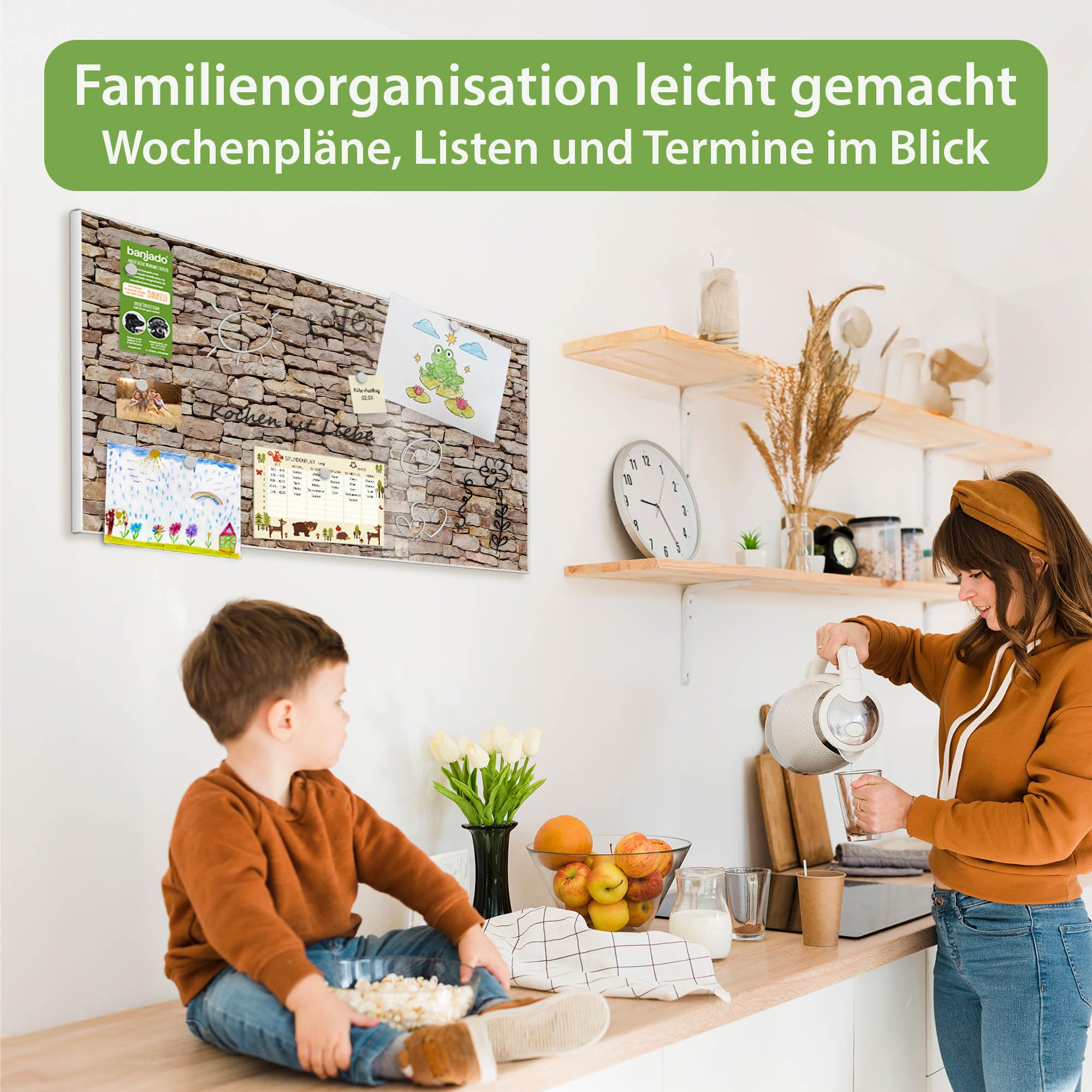 Banjado Magnettafel Stadtmauer 78x37 cm Metall Weiß