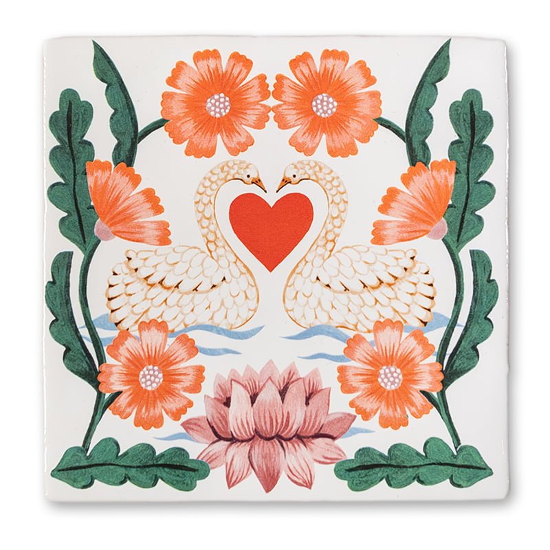 Storytiles Delft Blue Samen voor altijd Fliese 13x13 Schwäne