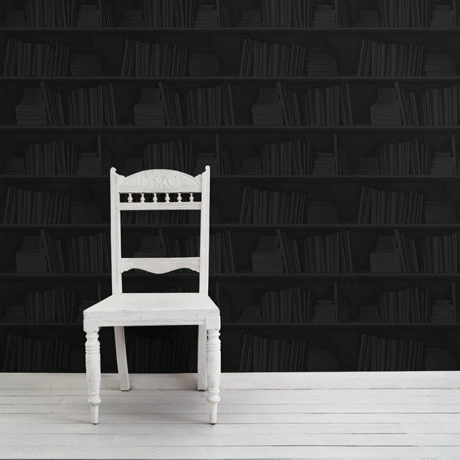 Mineheart Black Bookshelf Tapete Bücherregal Schwarz