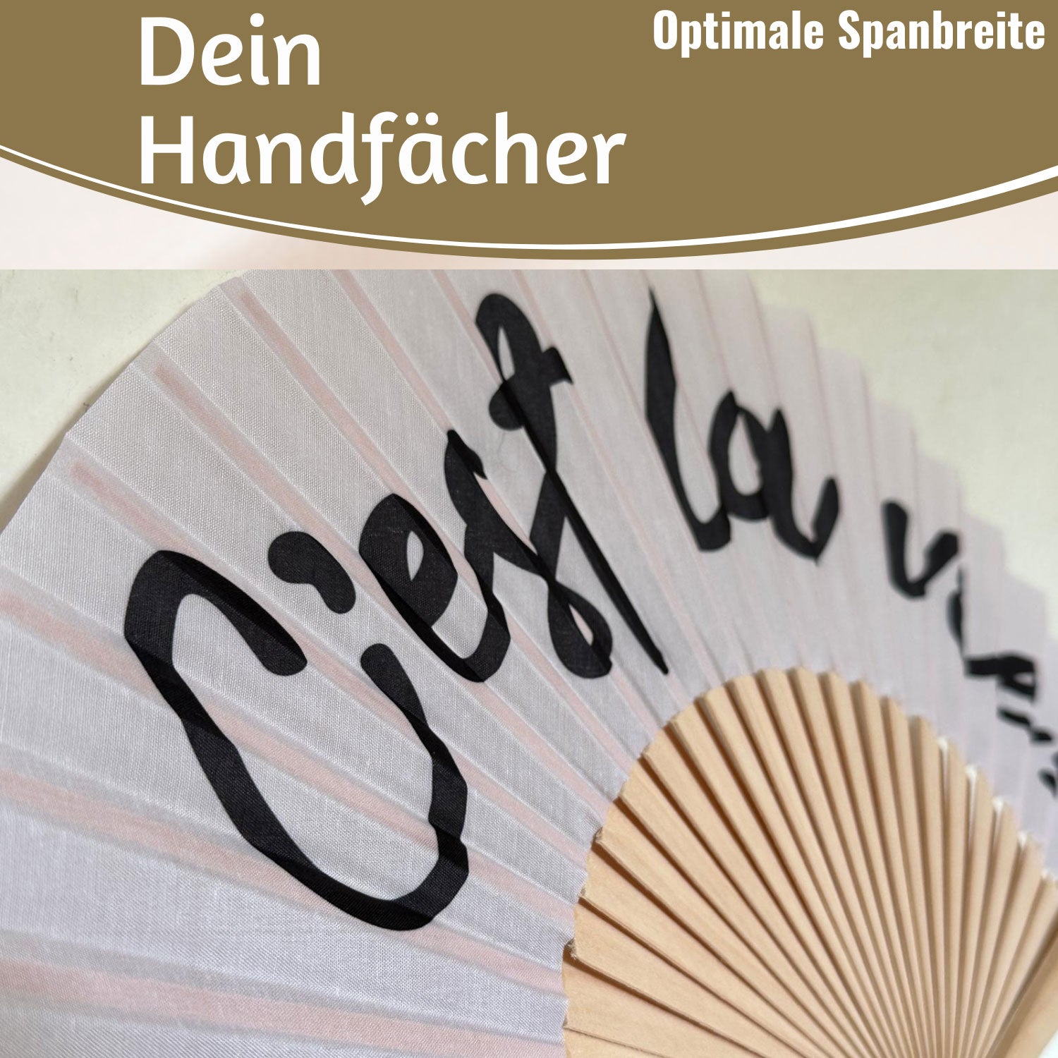 LS-LebenStil Handfächer C´est la Vie 23x42cm Weiß-Schwarz