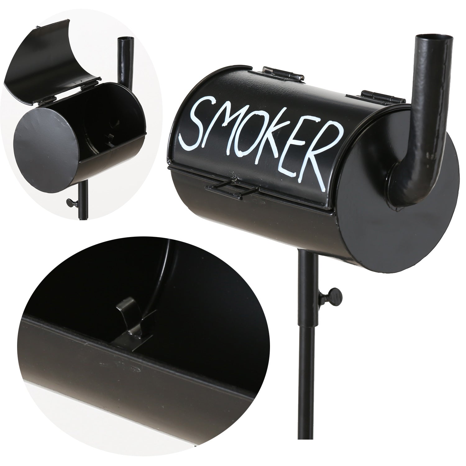 LS-LebenStil Smoke BBQ Smoker Standaschenbecher schwarz 65-115cm