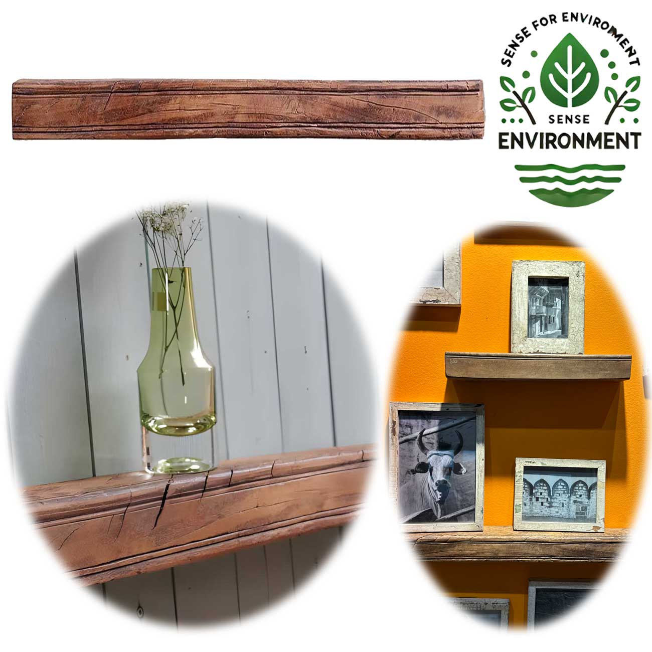 LS-LebenStil Möbel & Wohnen Wandregal 80cm Braun Fundholz Bilderregal