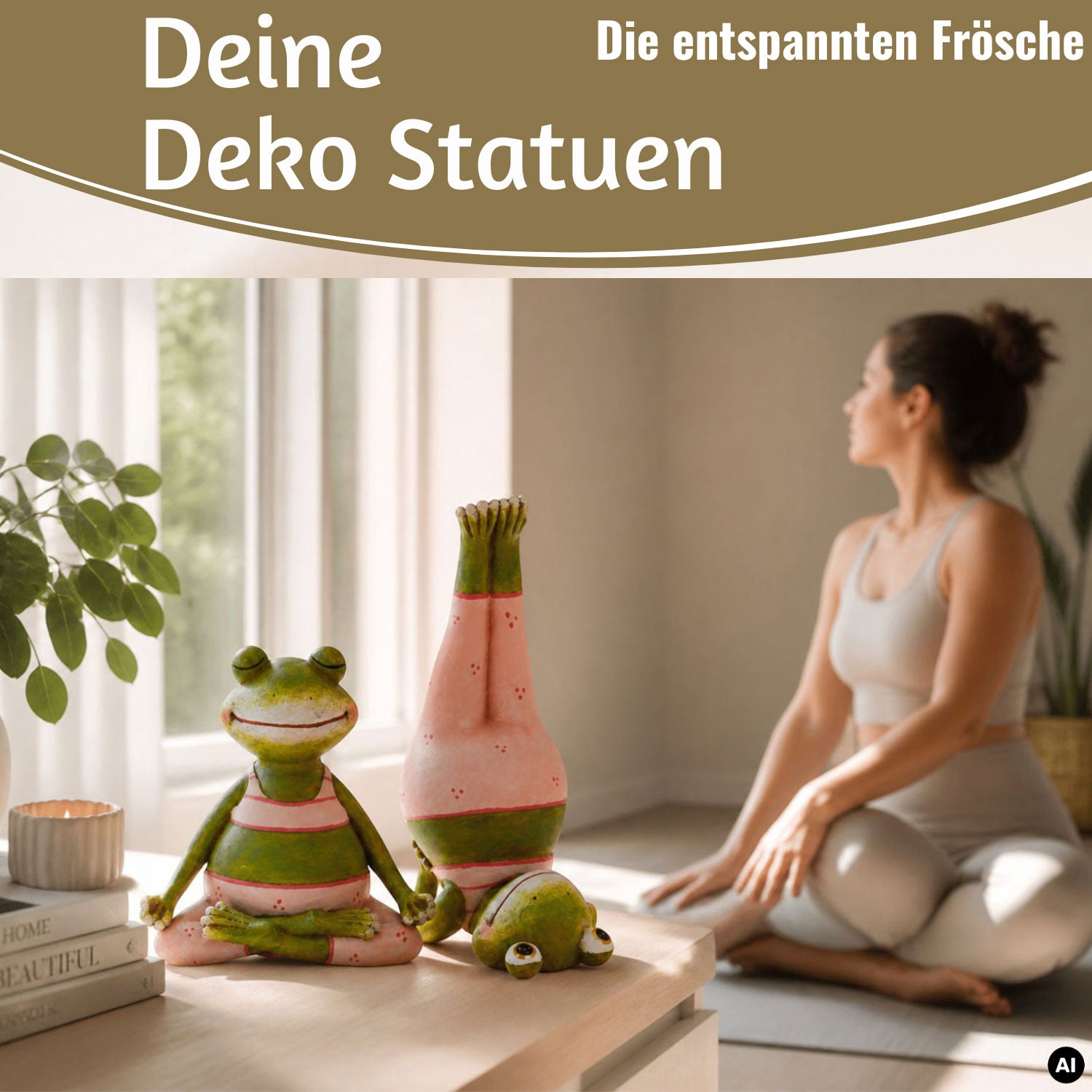 LS-LebenStil Happy Frogs Yoga Frosch Dekofigur 2er Set 11cm