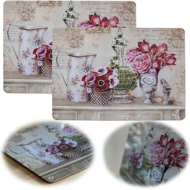 LS-LebenStil Vintage Blumen Tischset 40x30cm 2er Set abwaschbar