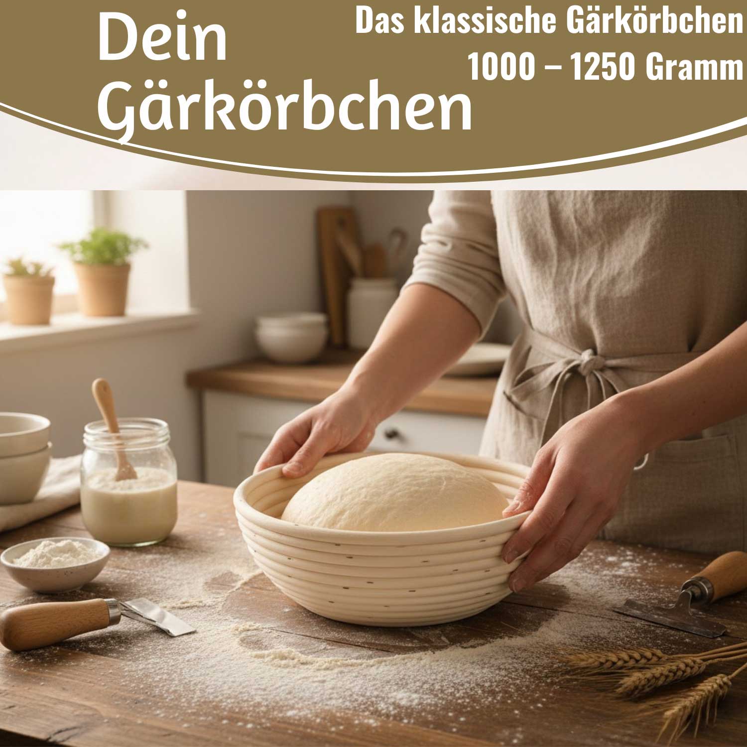 LS-LebenStil Gärkörbchen rund 25x8cm Peddigrohr Brotkorb